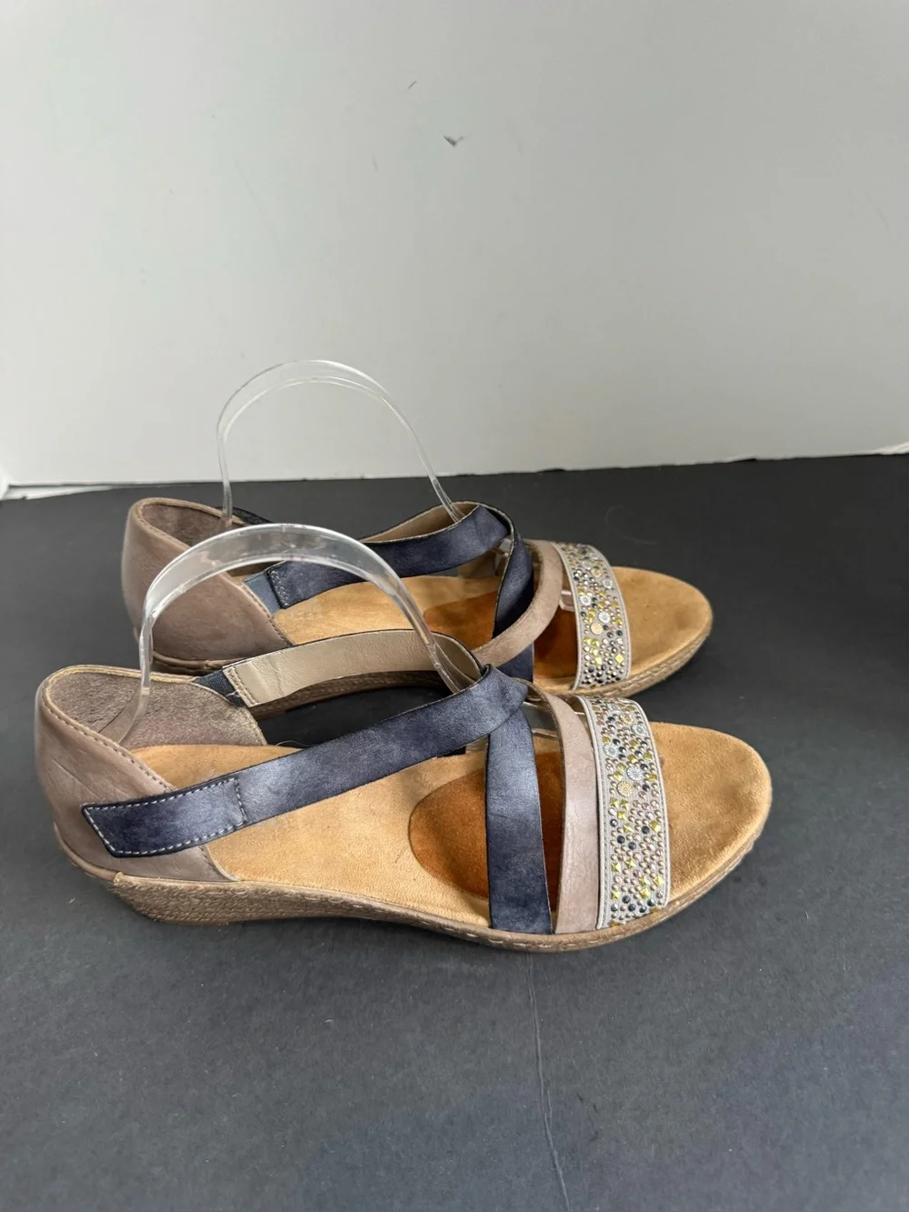 Rieker 62405-42 wedge leather Women's Embellished Strappy Wedge Sandals. EU 4